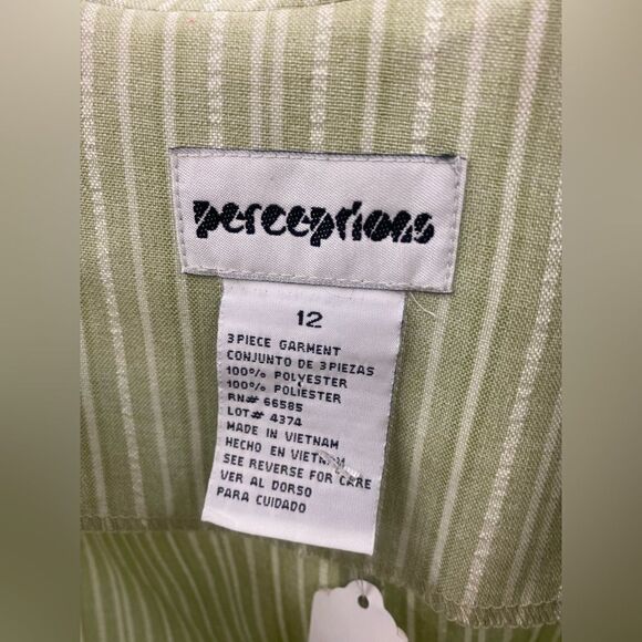 Perceptions SZ 12 Light Mint Stripe Pantsuit - Picture 2 of 6